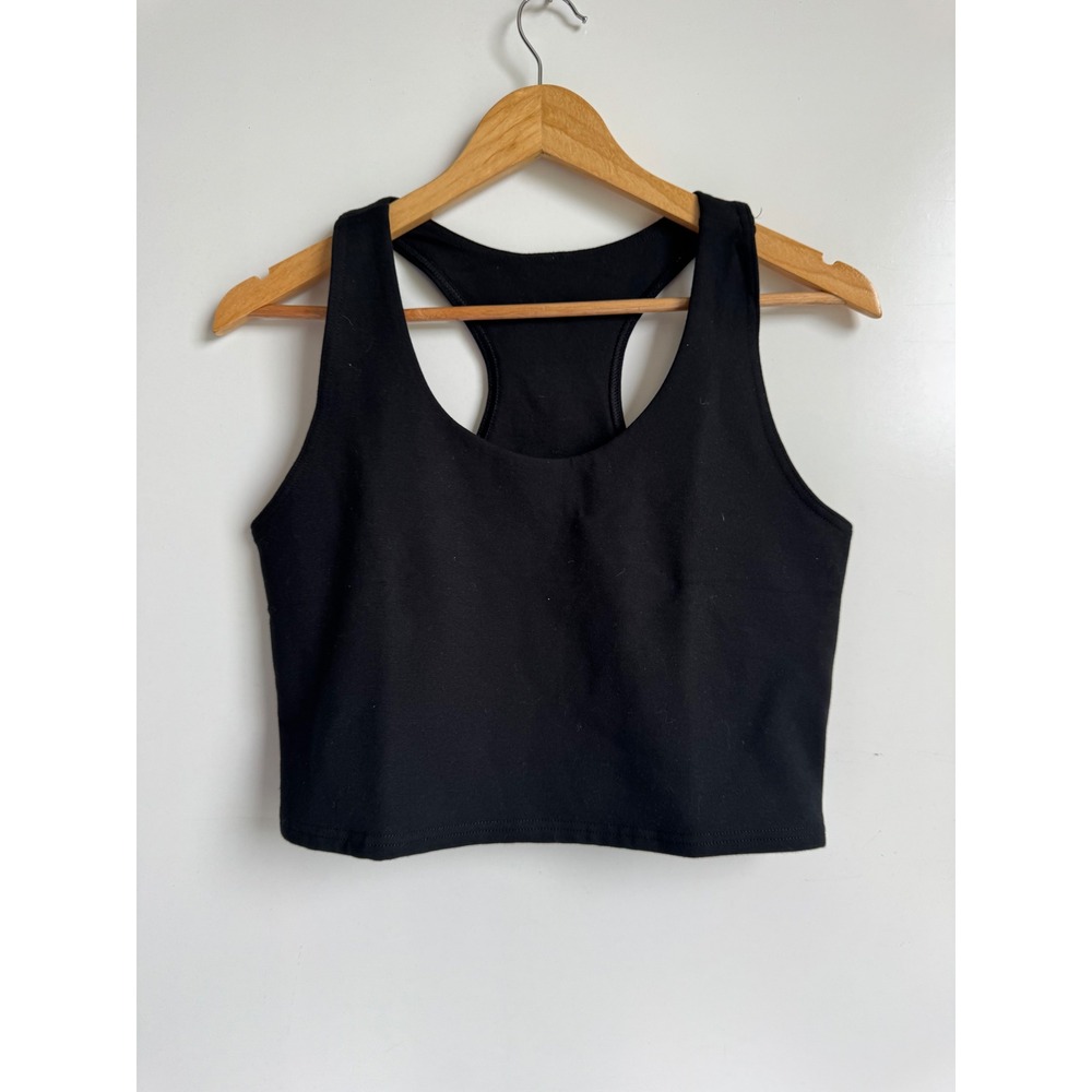 Pact Organic Cotton Racerback Crop Tank Top Black Size L Sustainable Athletic
